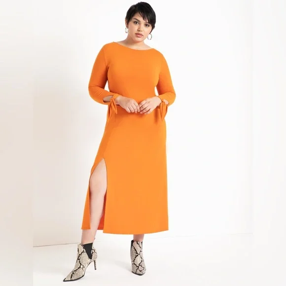 eloquii orange dress Layered Pailette Maxi Dress